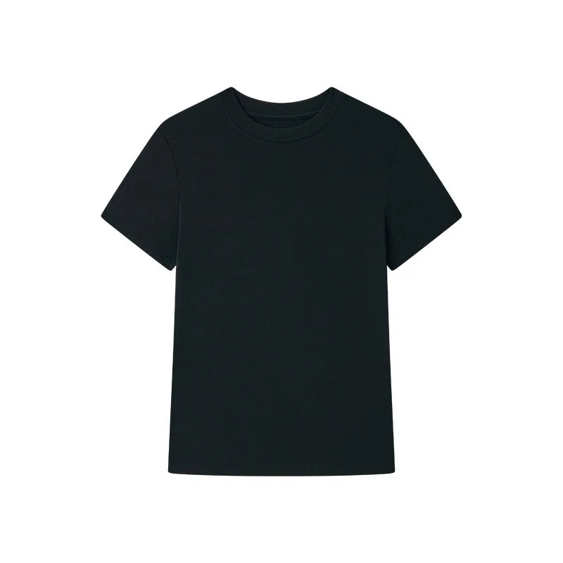 Silk Short Sleeve Women's Summer Round Neck Wool Outerwear T-shirt Slim Fit Base Shirt
