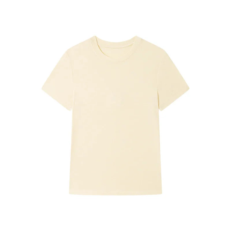 Silk Short Sleeve Women's Summer Round Neck Wool Outerwear T-shirt Slim Fit Base Shirt