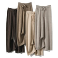 Women's Casual Knitted Woolen Trousers Floor-Length Drapey Waist Autumn Winter High-Waisted Wide Leg Knitwear Pants