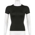 Women Short Sleeve T-shirts Causal O Neck Solid Slim Fit Tee Summer Sexy Basic Crop Top Simple T Shirt Female Y2K Tops Clothes
