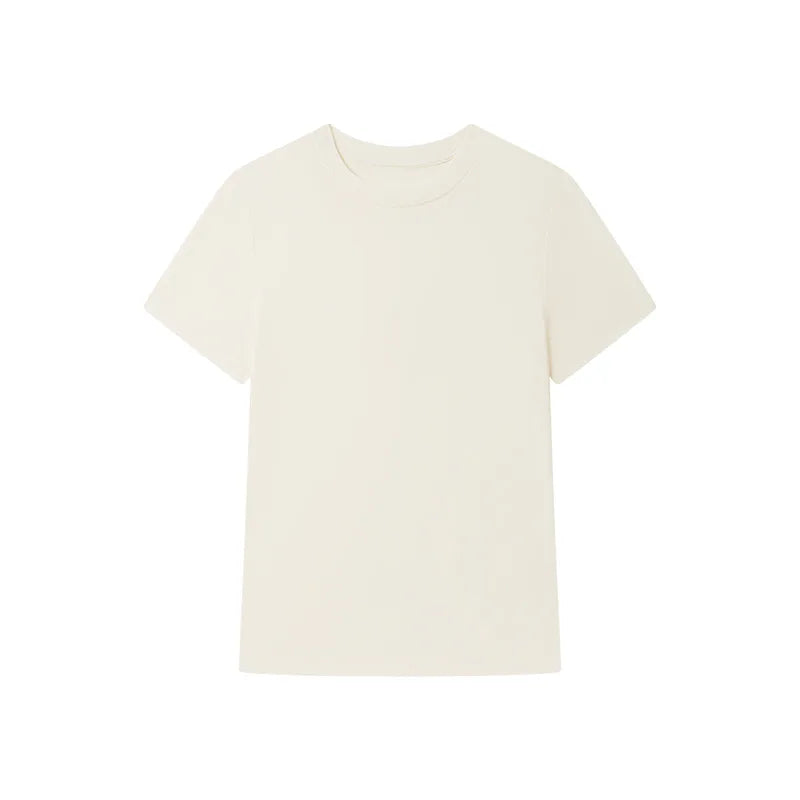 Silk Short Sleeve Women's Summer Round Neck Wool Outerwear T-shirt Slim Fit Base Shirt