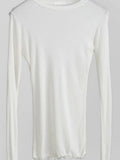 High Quality Plain T Shirt Women  Elastic Basic T-shirts Female Casual Tops Long Sleeve Sexy Thin T-shirt see through