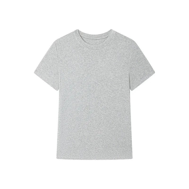 Silk Short Sleeve Women's Summer Round Neck Wool Outerwear T-shirt Slim Fit Base Shirt