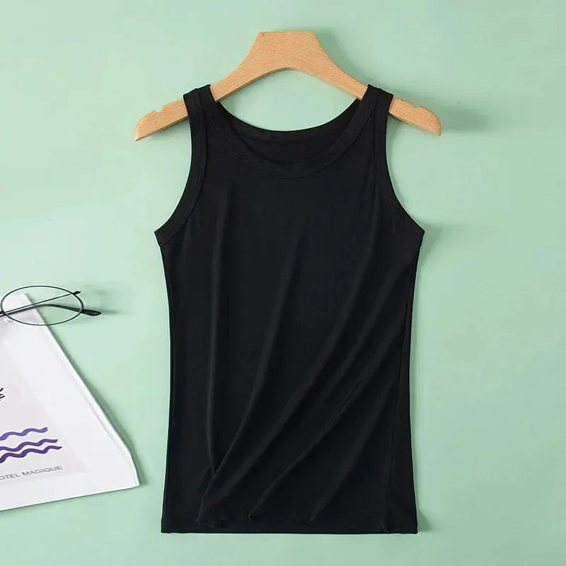 1/3 Pcs Women's Four Season Thin Slim Fit Solid Color Vest For Teenagers And Girls Solid Color Versatile Top Sexy Suspender Base